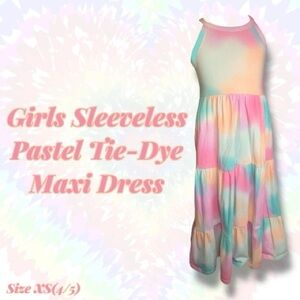 Girls Multicolor Sleeveless Maxi Dress w/ Pockets